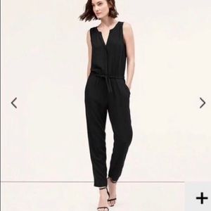Black LOFT jumpsuit w tie waist & tapered pant